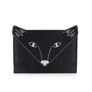 BCBGMaxAzria Foxy Embroidered Satin Envelope Clutch